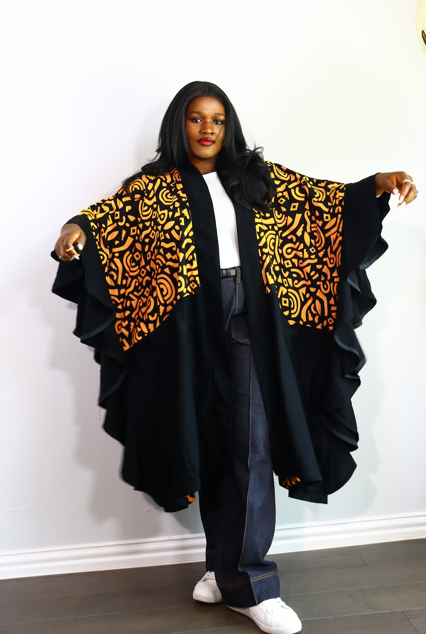 Aderayo frills Ankara Kimono Jacket