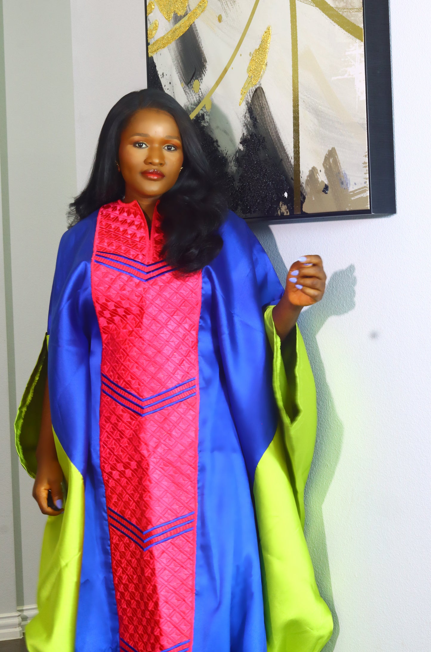 Mide Embroidered Rich aunty luxury Bubu (Light blue)