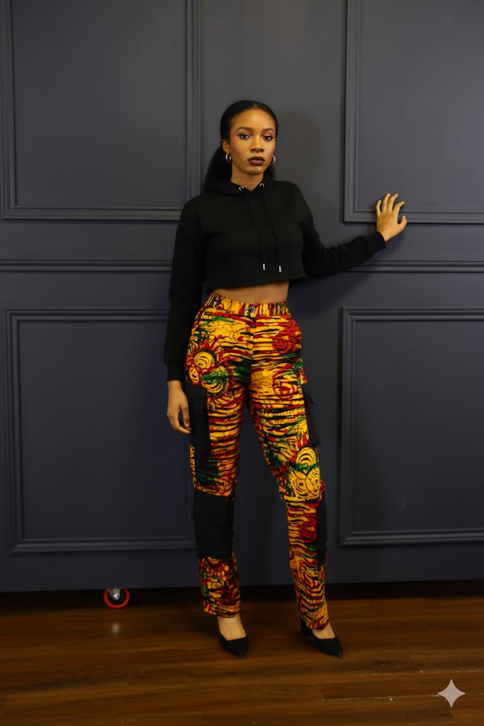 Damilola ankara print cargo pants (Yellow)