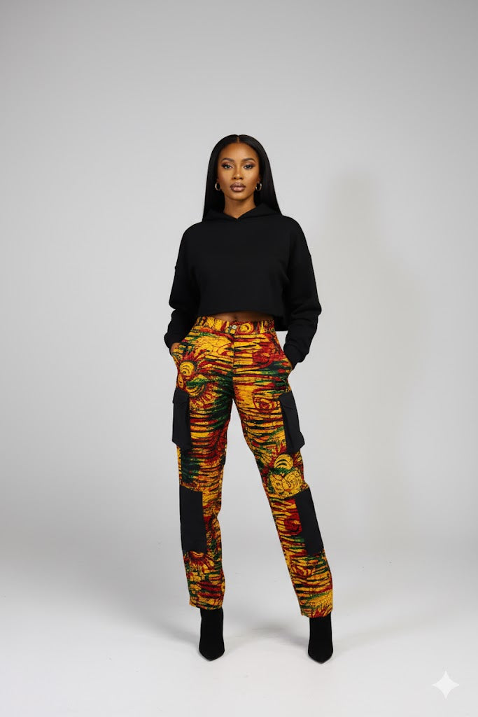 Damilola ankara print cargo pants (Yellow)
