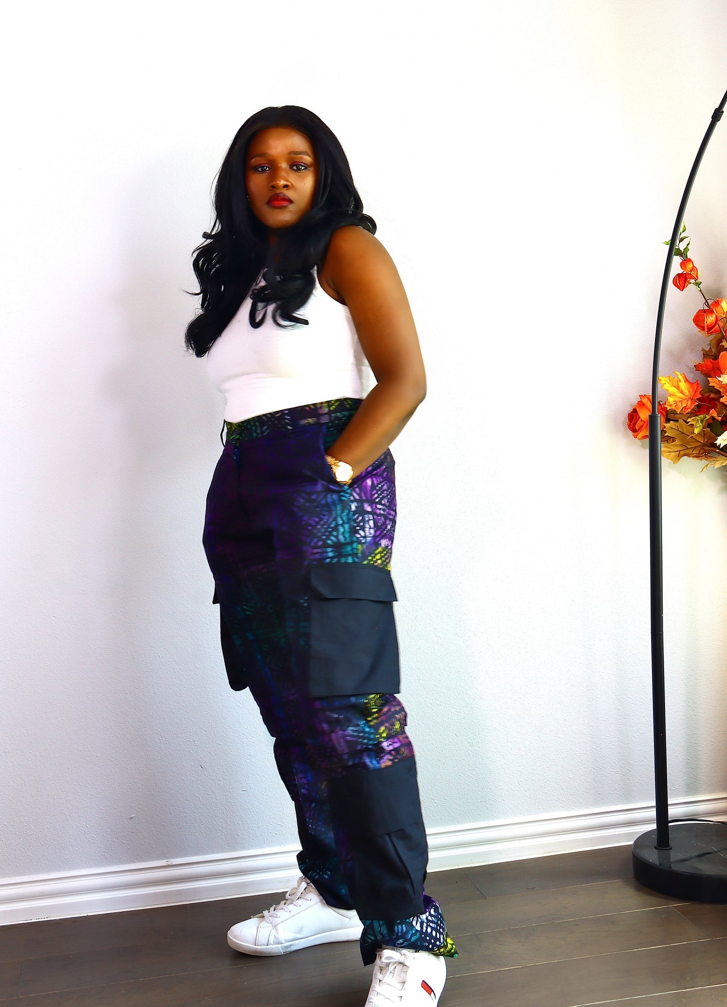 Damilola ankara print cargo pants (Green)