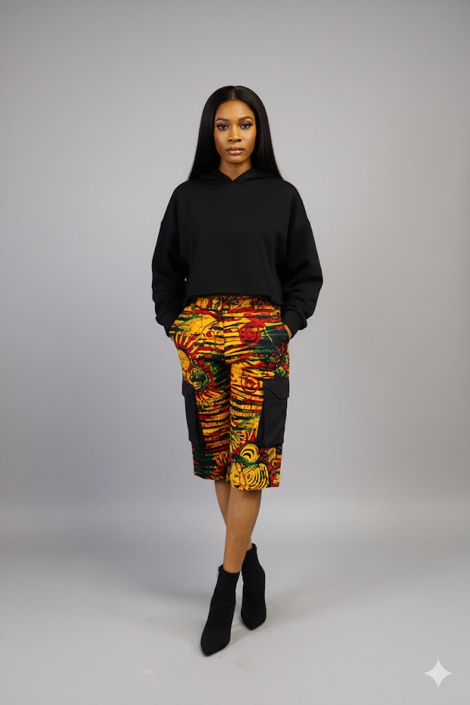 Damilola ankara print cargo pants (Yellow)
