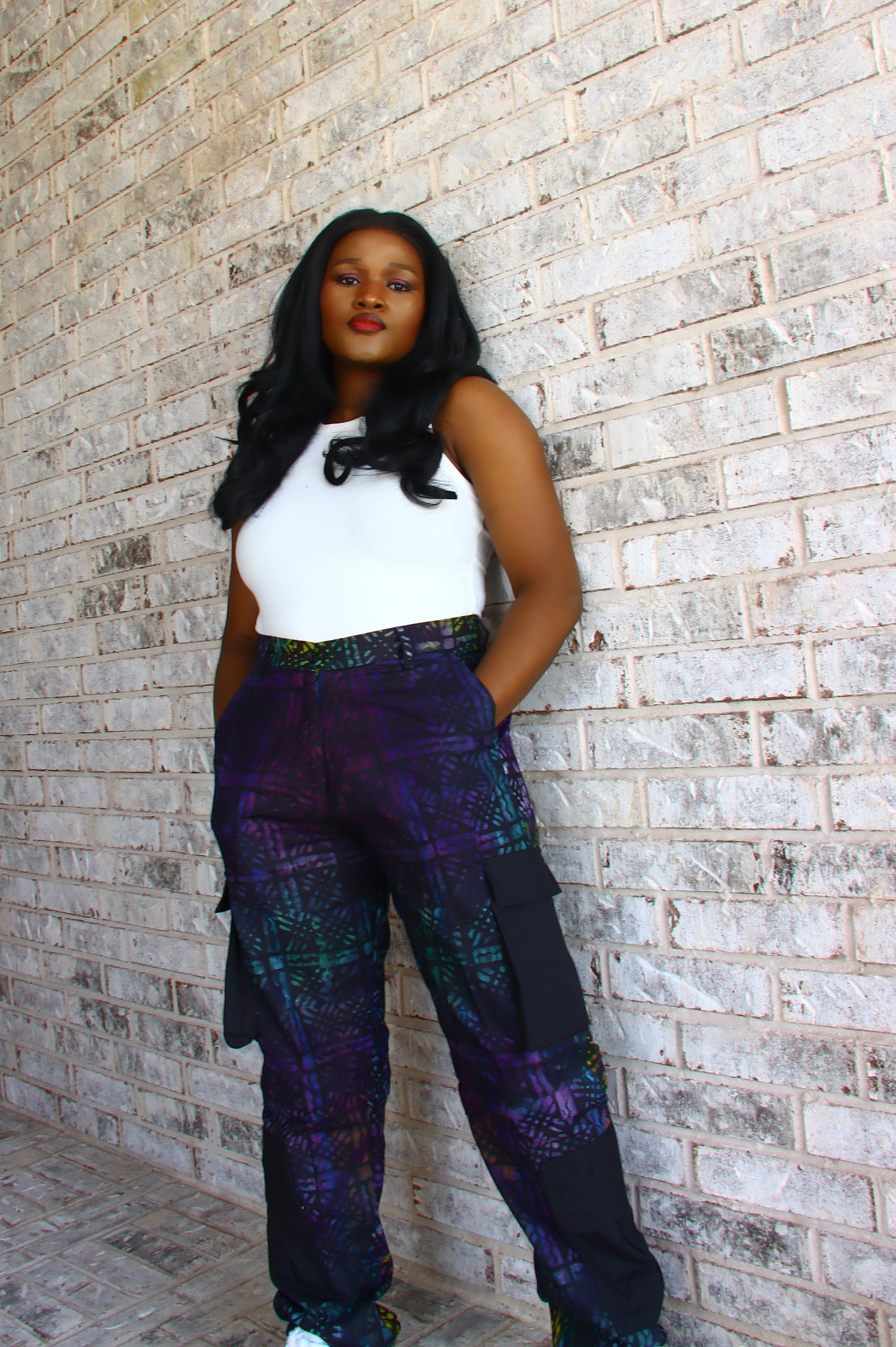 Damilola ankara print cargo pants (Green)