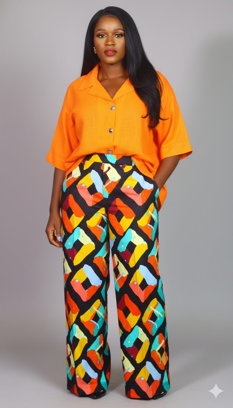 Ayo linen and ankara two piece set for women
