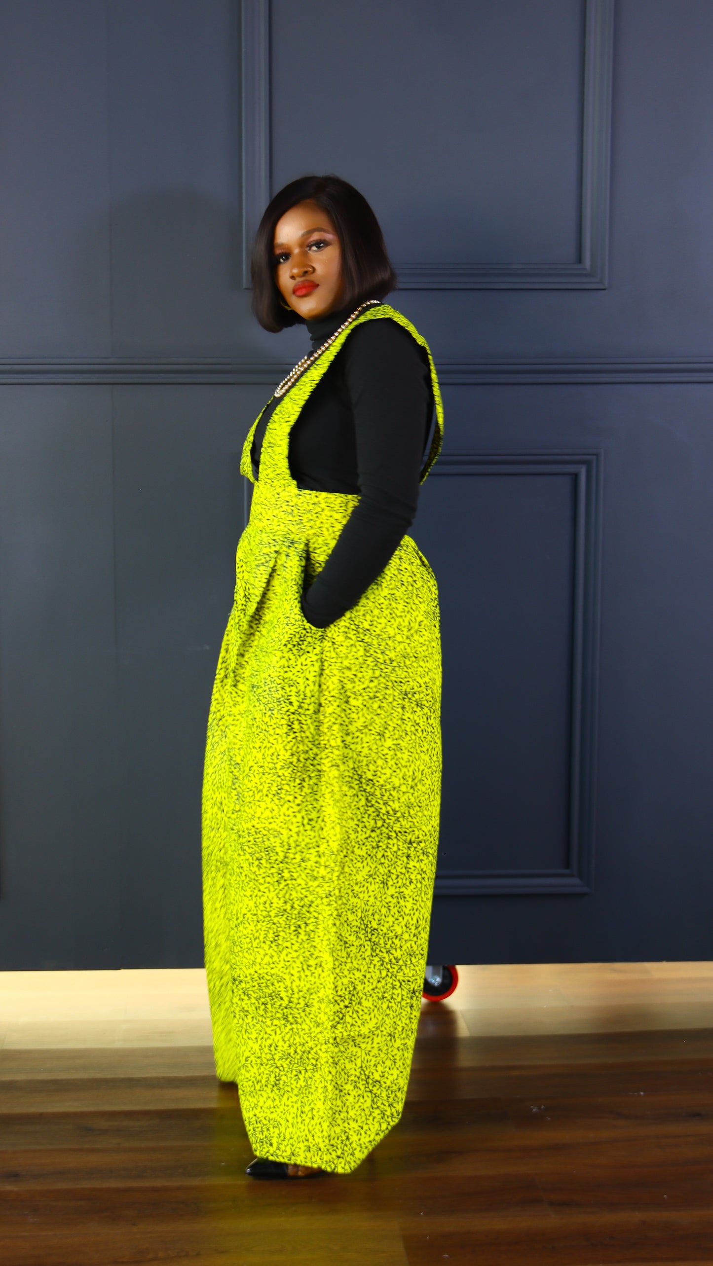 Adaobi African print pinafore palazzo jumpsuit