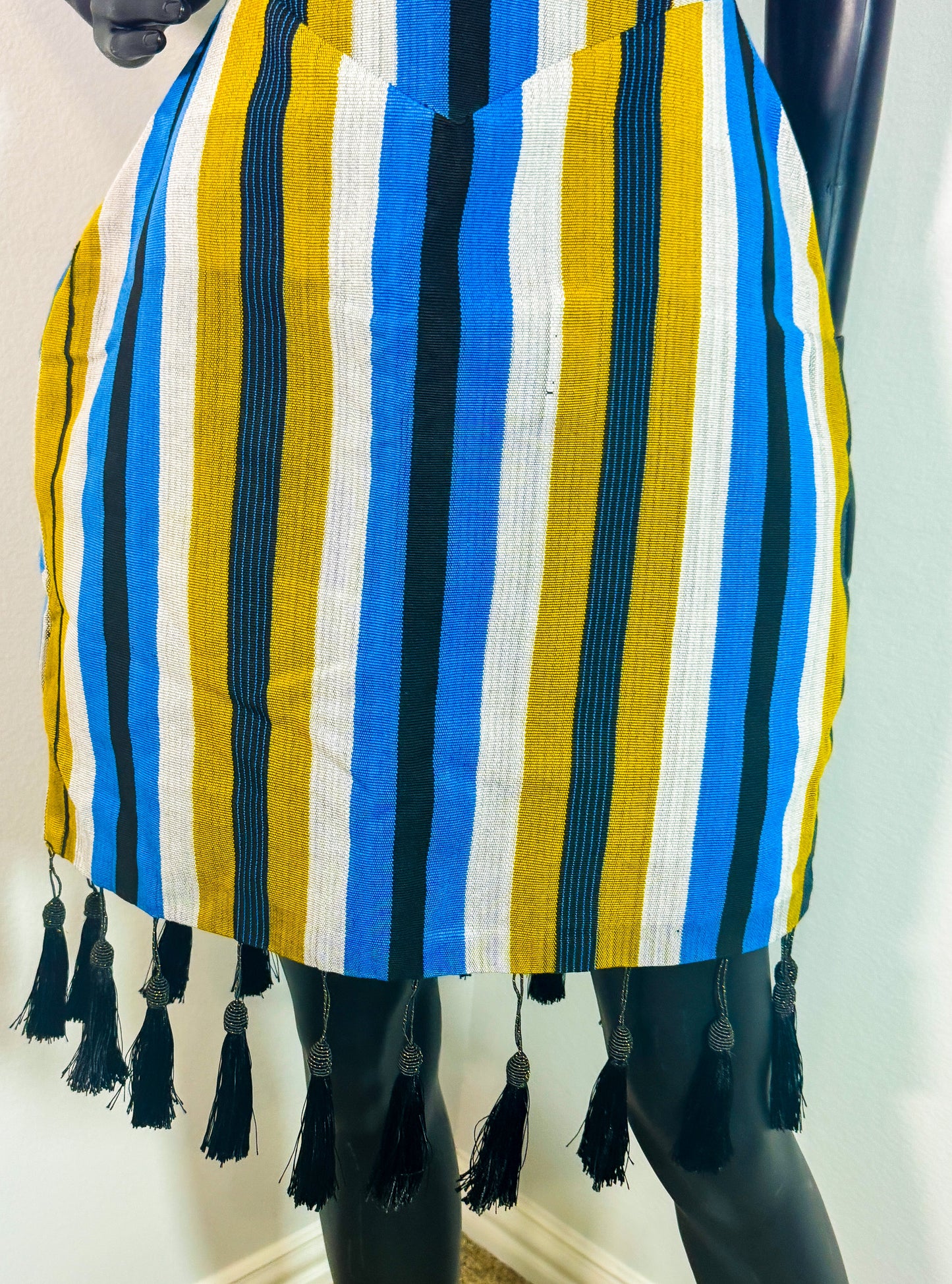 Agbeke Aso oke corset cinched waist dress