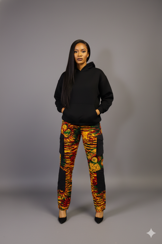 Damilola ankara print cargo pants (Yellow)