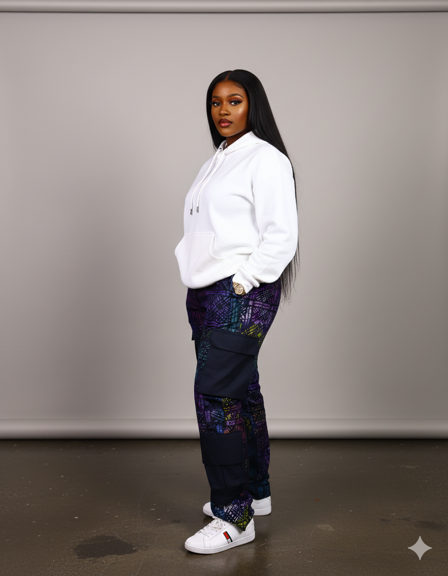 Damilola ankara print cargo pants (Green)