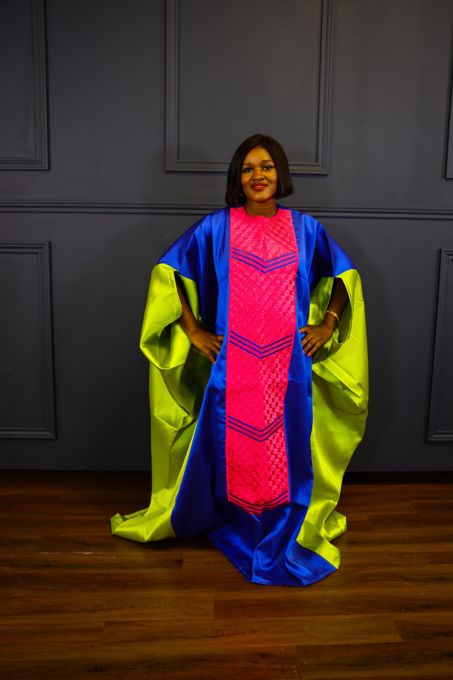 Mide Embroidered Rich aunty luxury Bubu (Light blue)