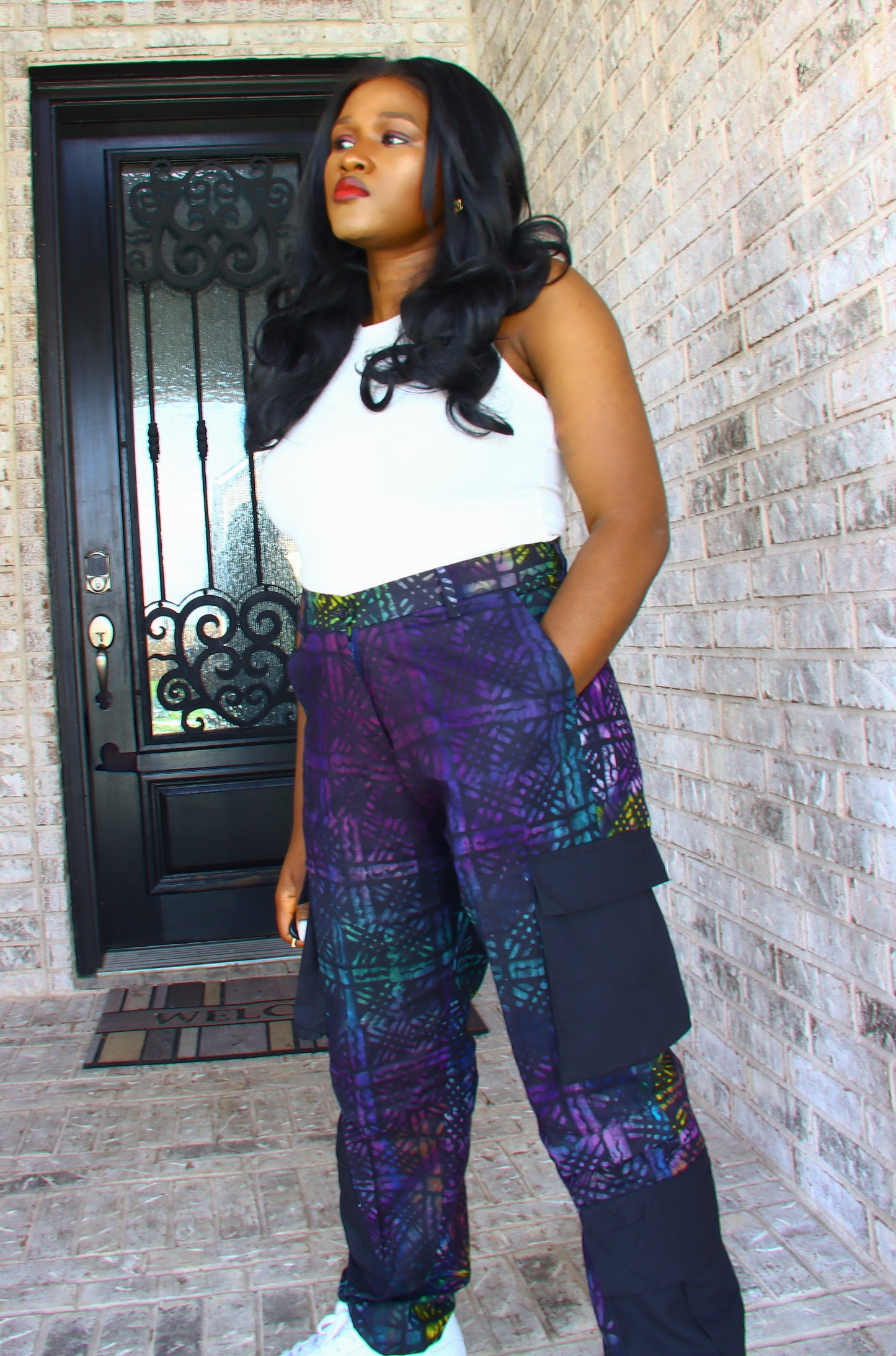 Damilola ankara print cargo pants (Green)