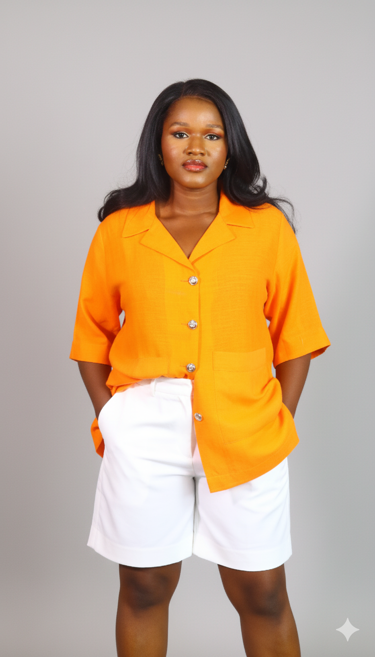 Ayo linen and ankara two piece set for women