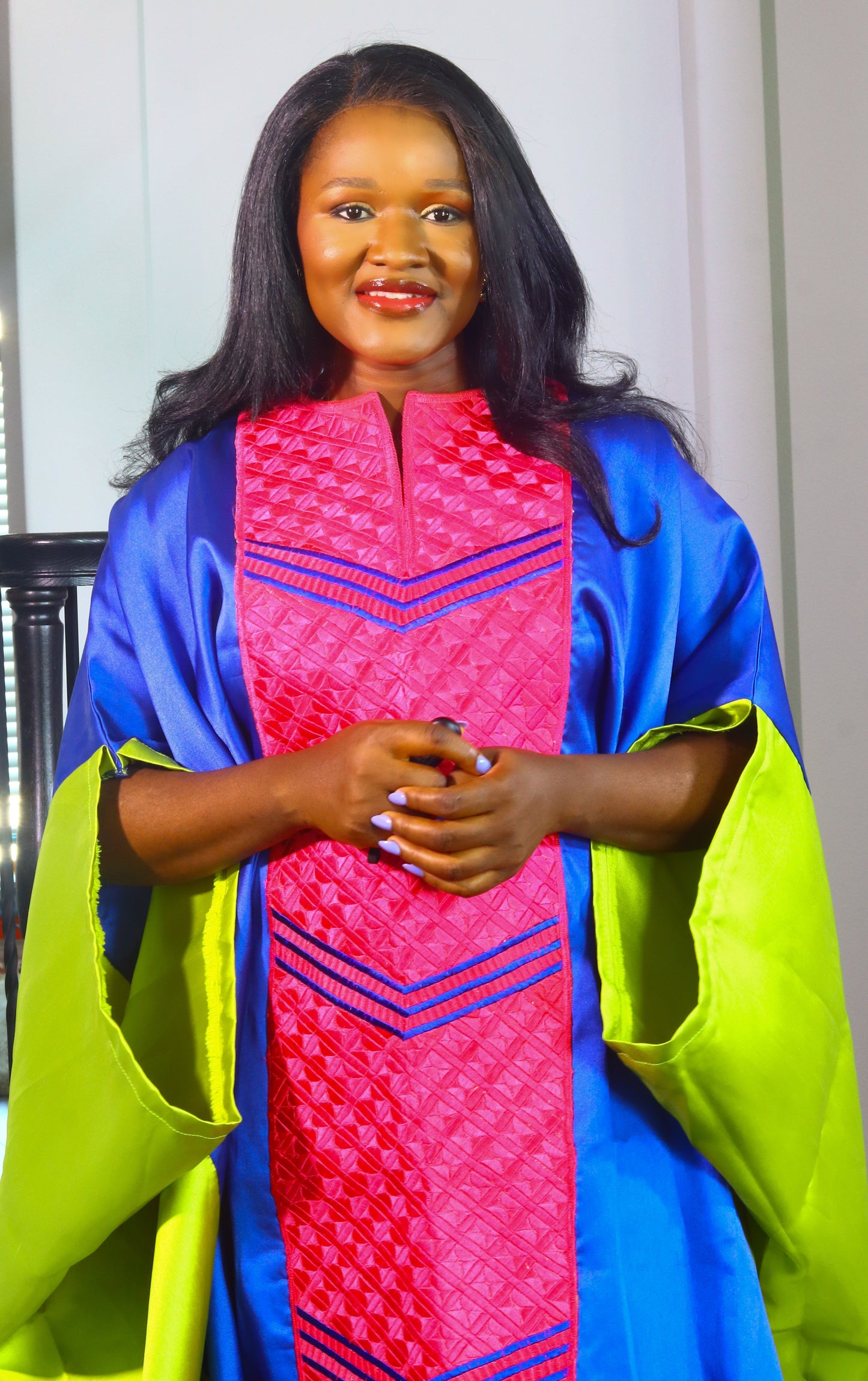 Mide Embroidered Rich aunty luxury Bubu (Light blue)