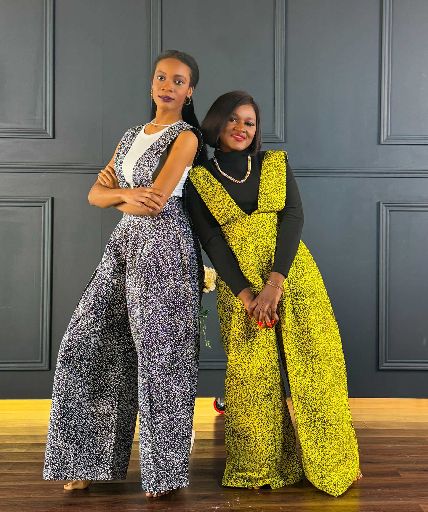 Adaobi African print pinafore palazzo jumpsuit