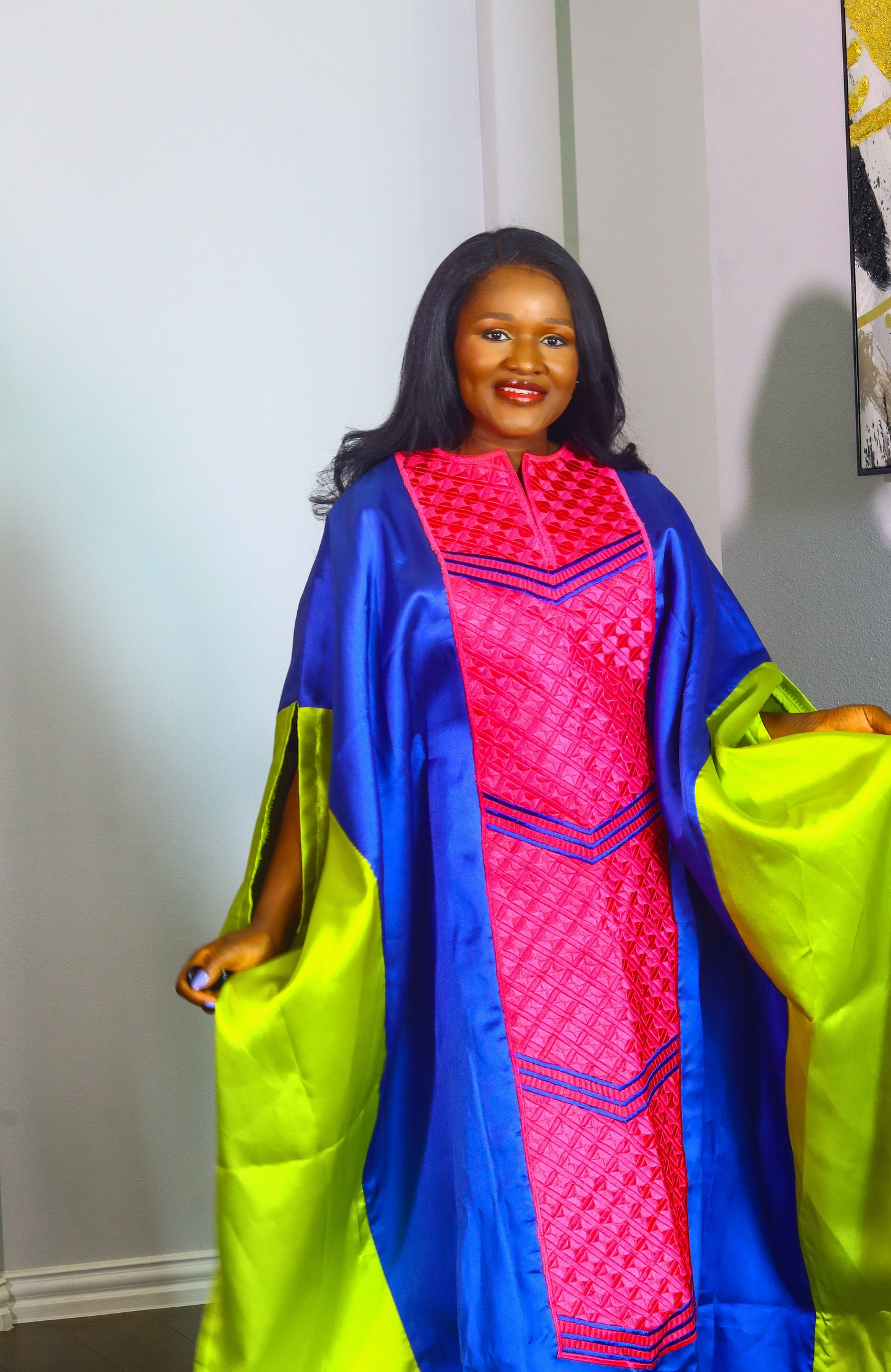 Mide Embroidered Rich aunty luxury Bubu (Light blue)