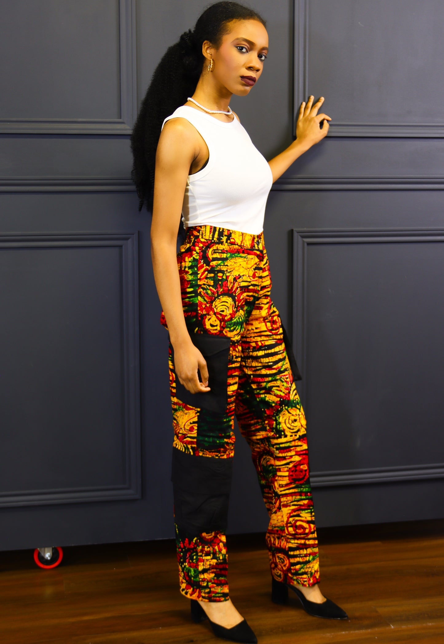 Damilola ankara print cargo pants (Yellow)