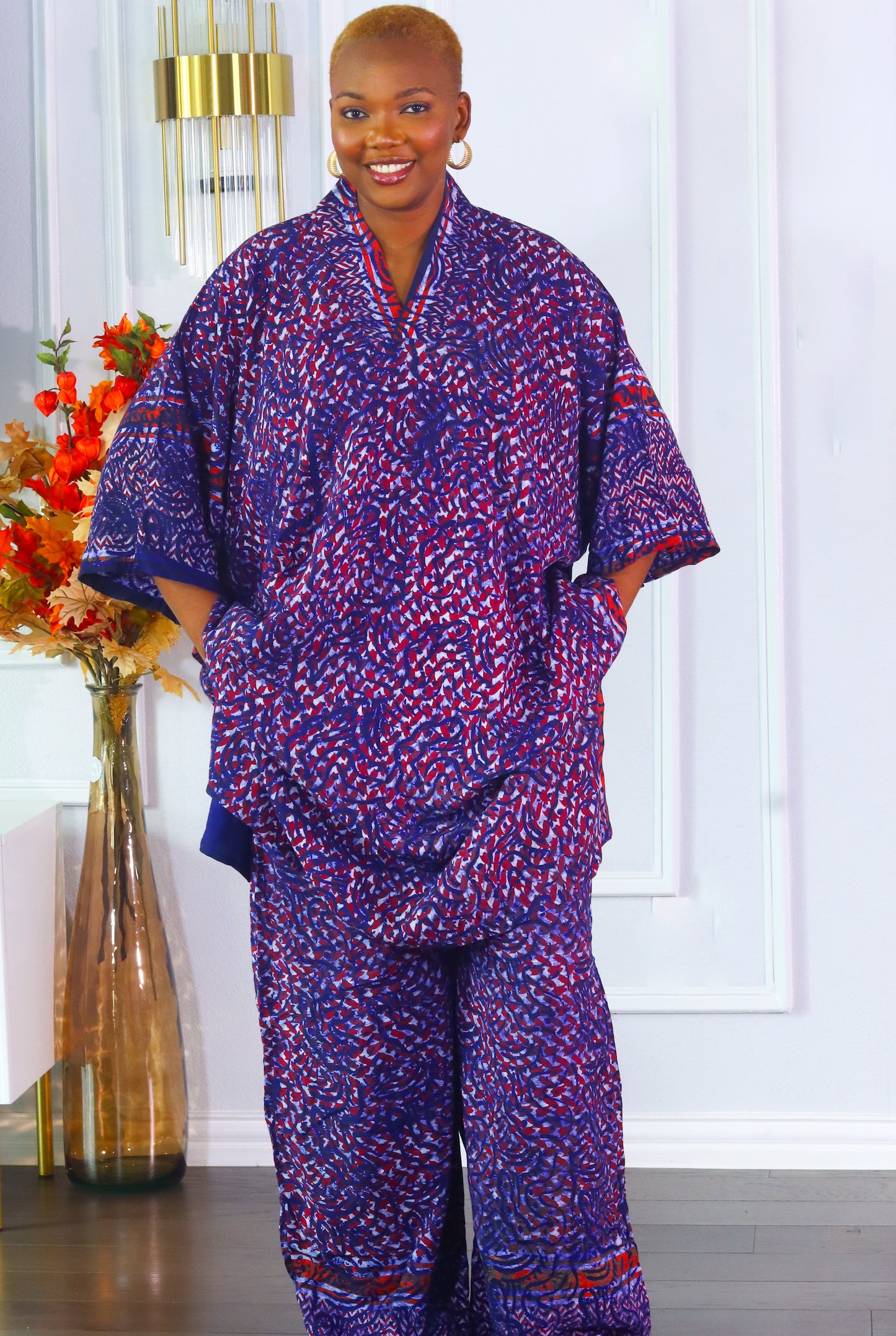 Zion Adire crepe cotton relaxed two piece outfit