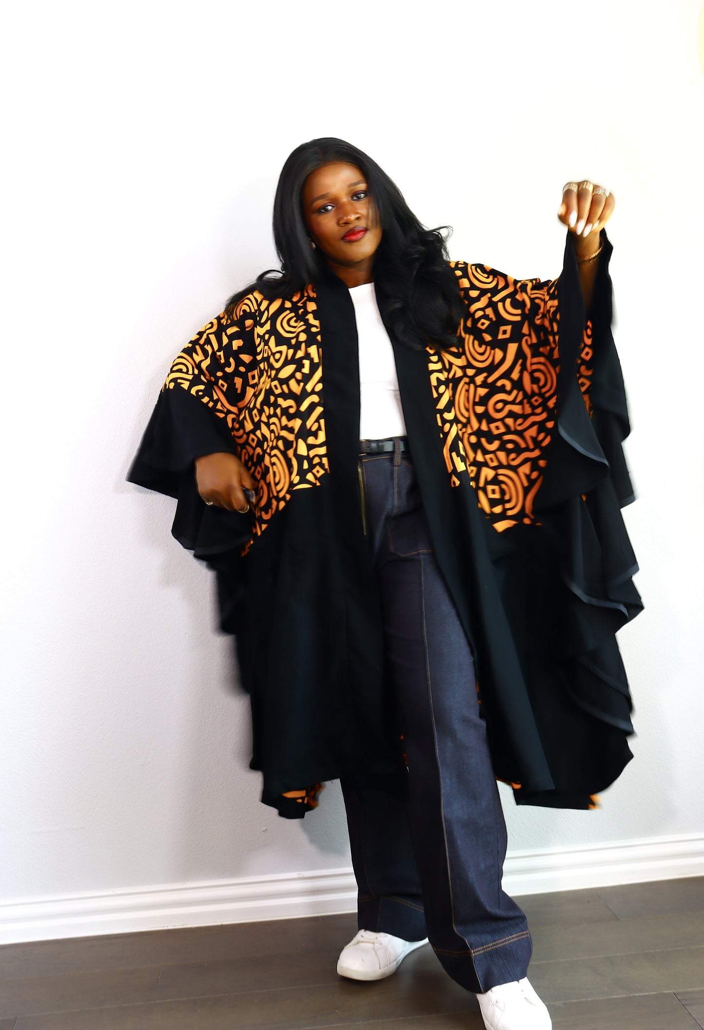 Aderayo frills Ankara Kimono Jacket