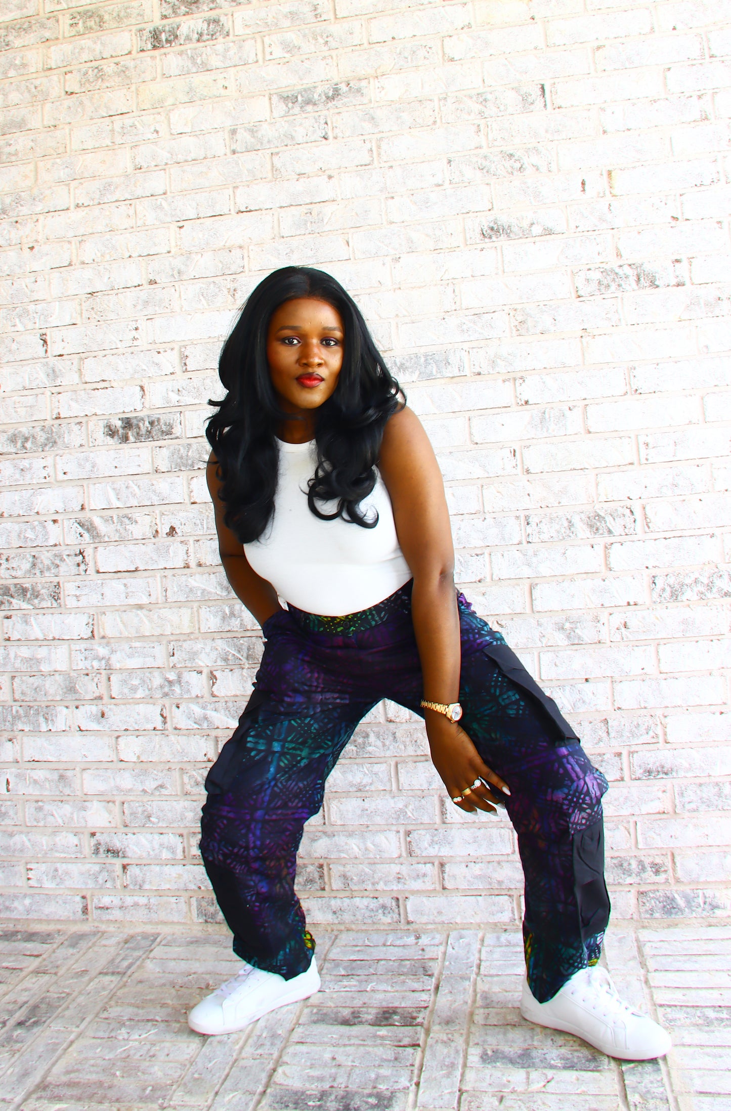 Damilola ankara print cargo pants (Green)