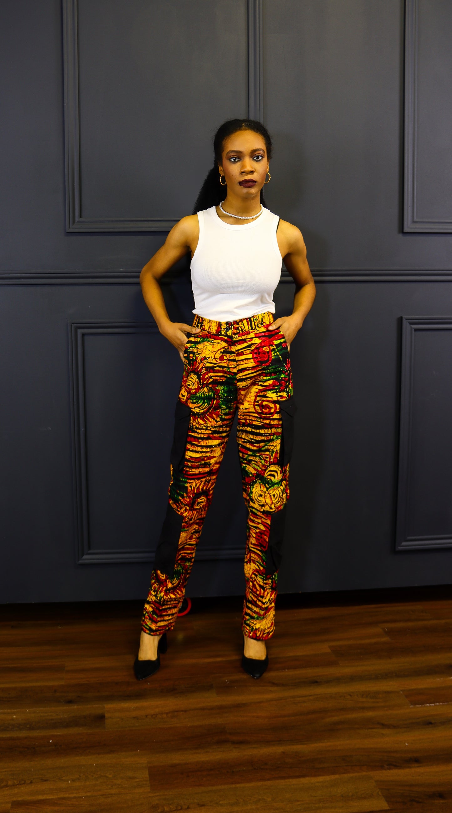 Damilola ankara print cargo pants (Yellow)