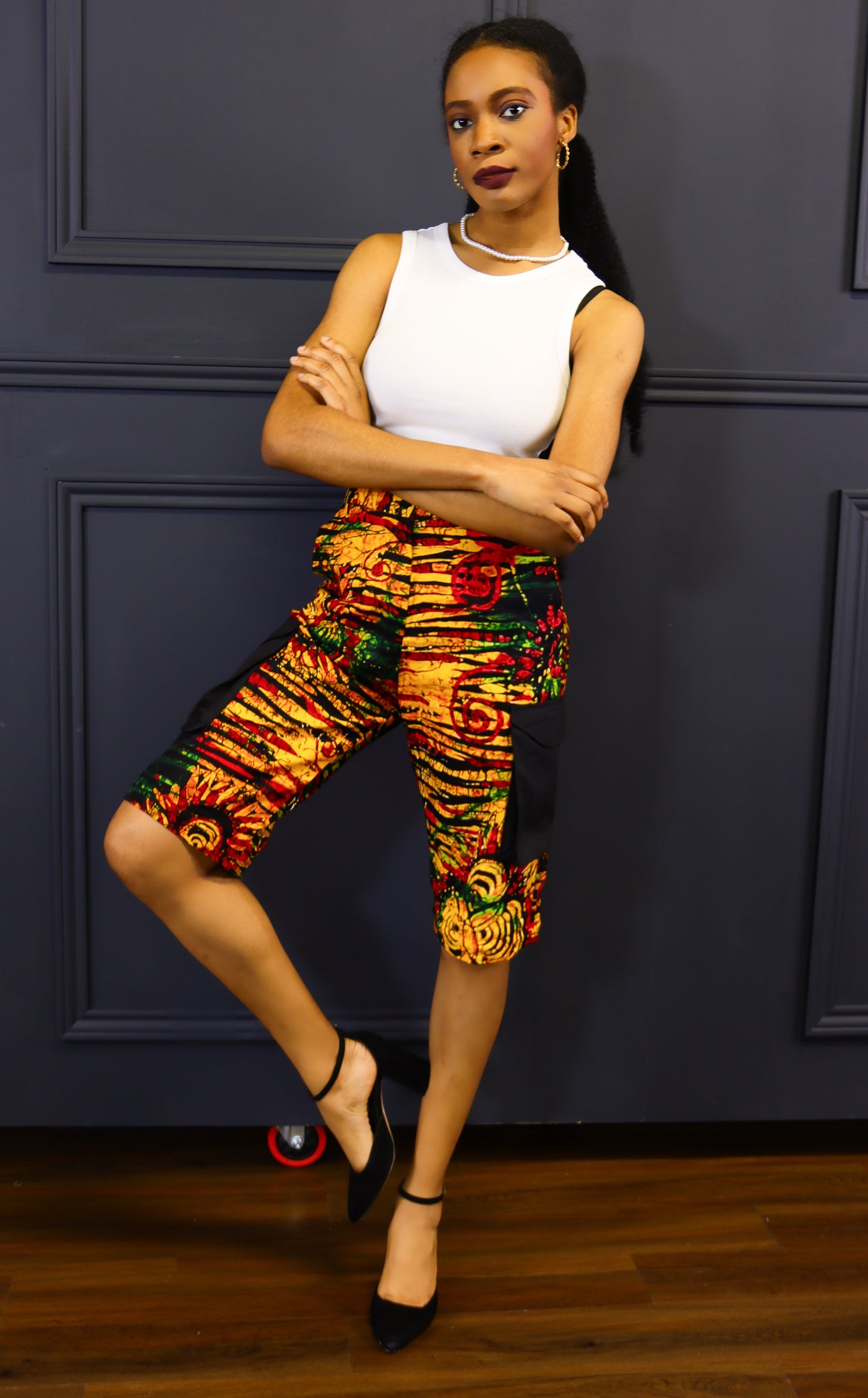 Damilola ankara print cargo pants (Yellow)