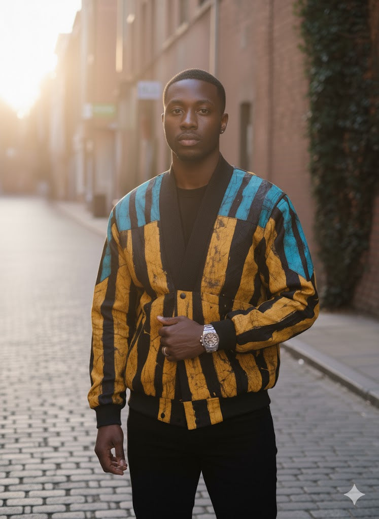 Obafemi Adire African print cotton Jacket for Men