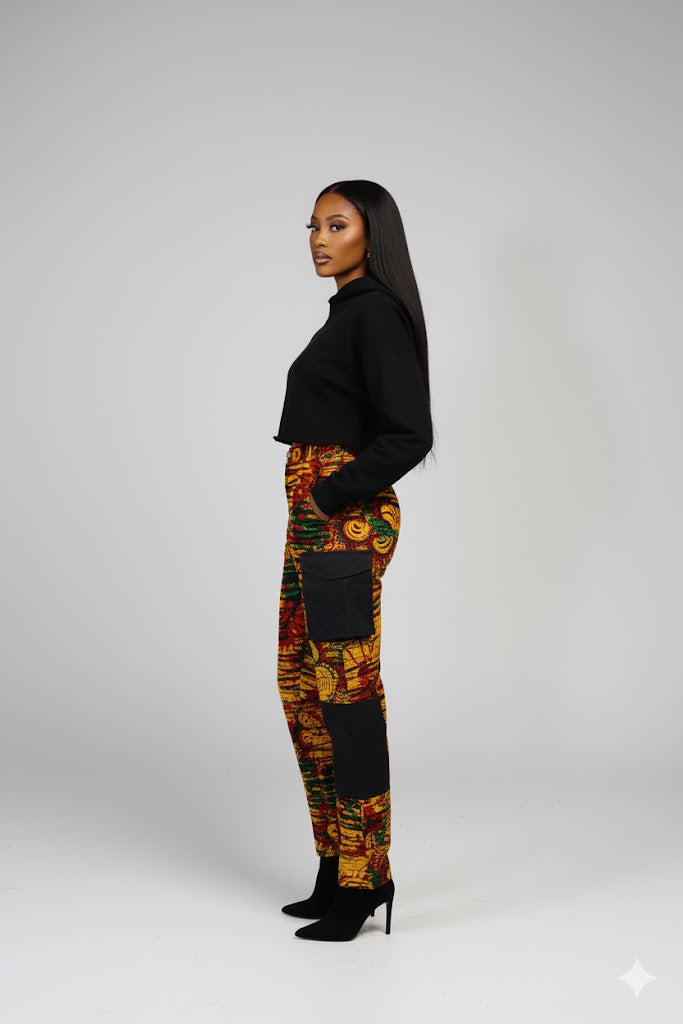Damilola ankara print cargo pants (Yellow)