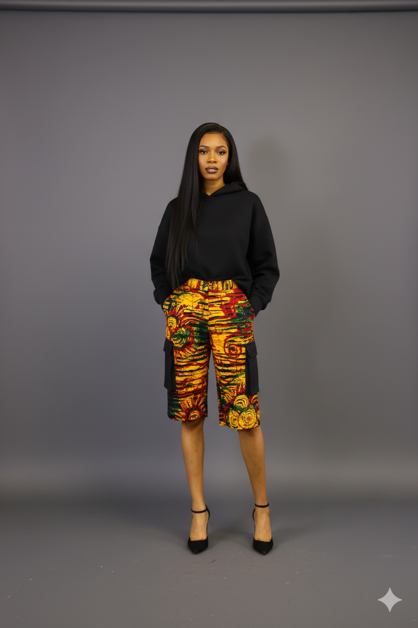 Damilola ankara print cargo pants (Yellow)