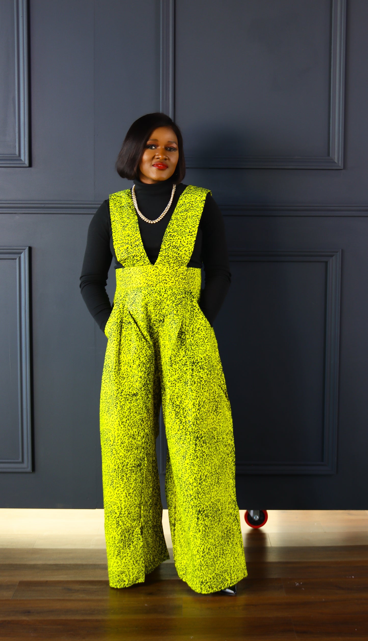 Adaobi African print pinafore palazzo jumpsuit