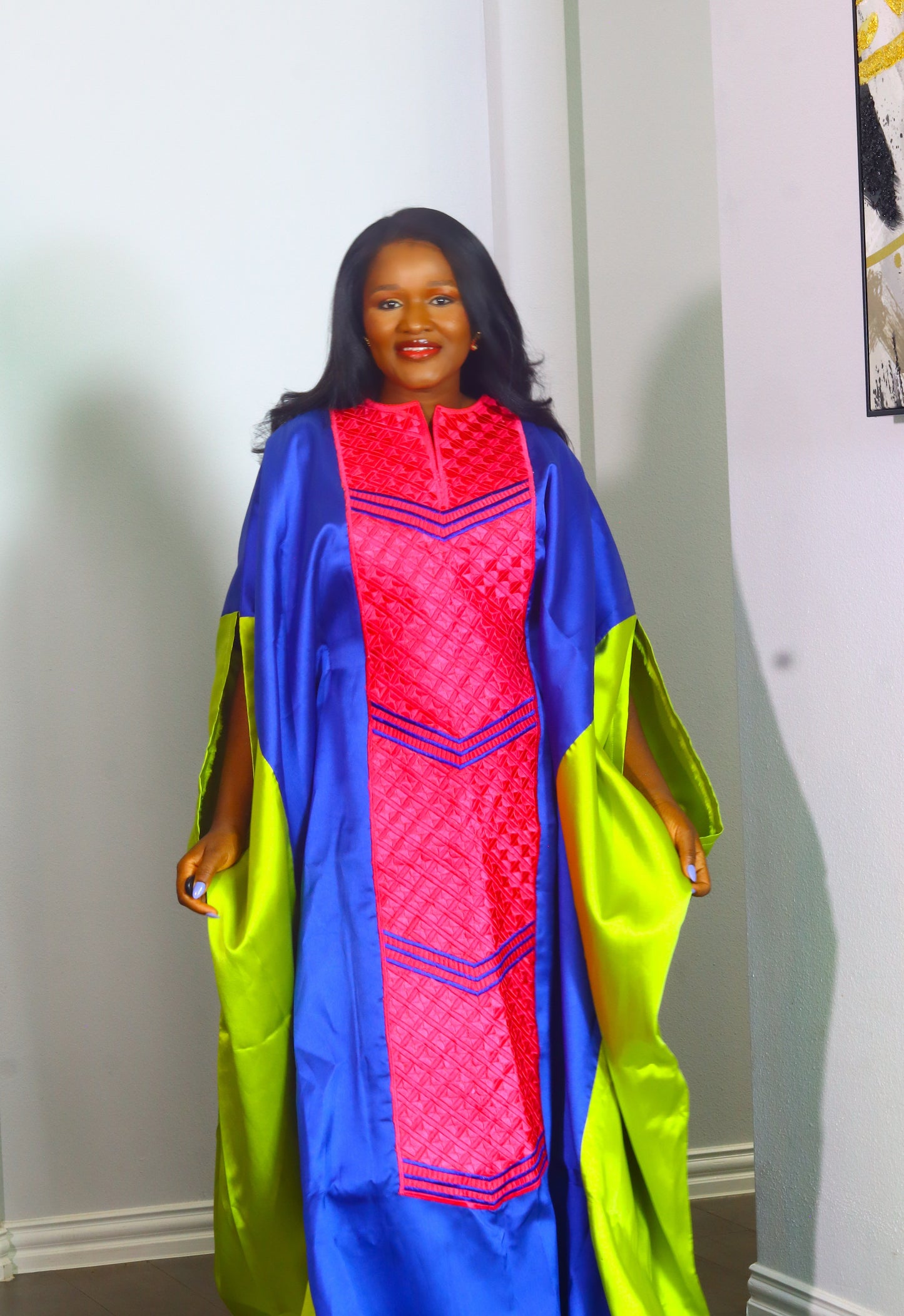 Mide Embroidered Rich aunty luxury Bubu (Light blue)