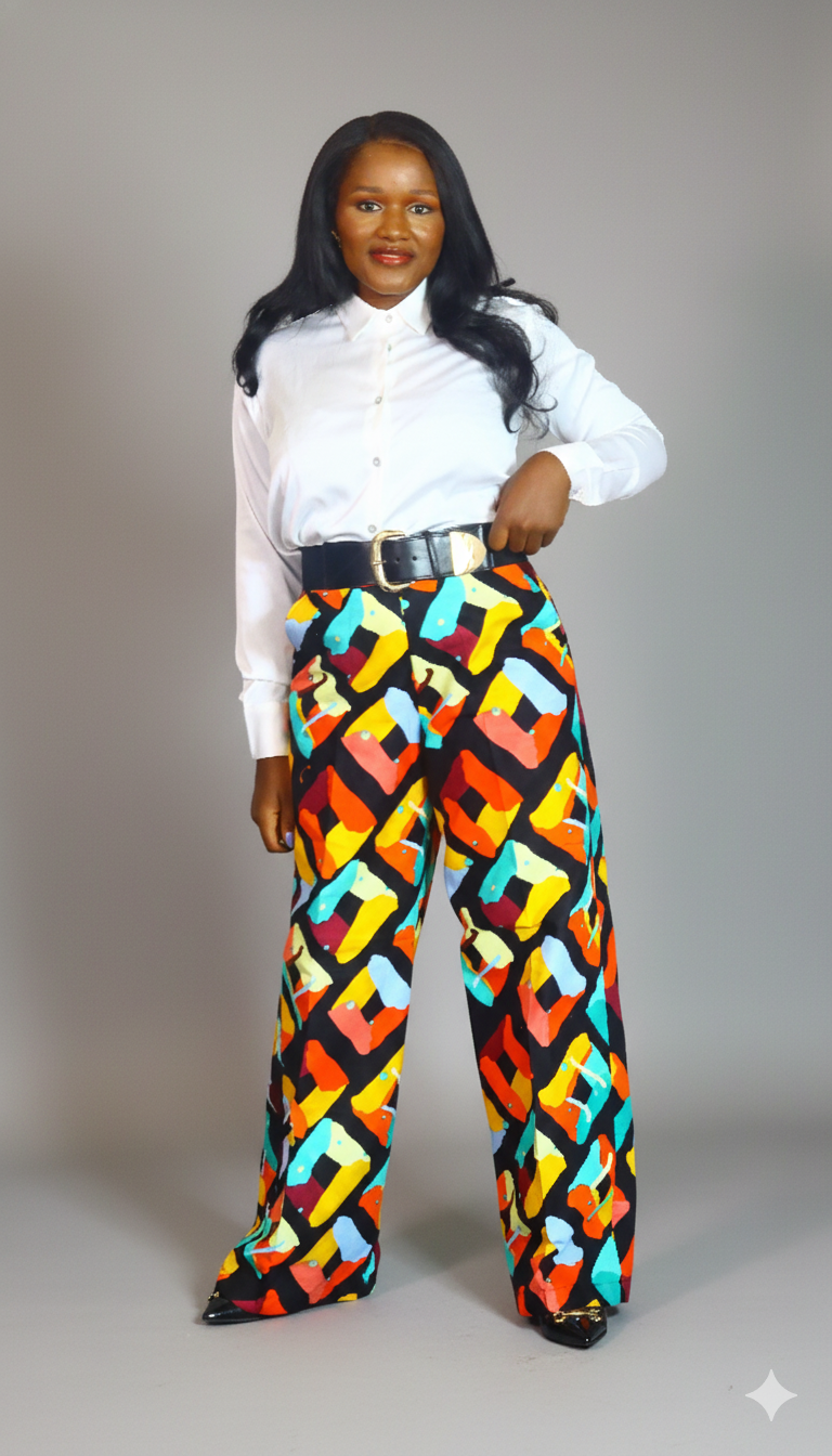 Ayo linen and ankara two piece set for women