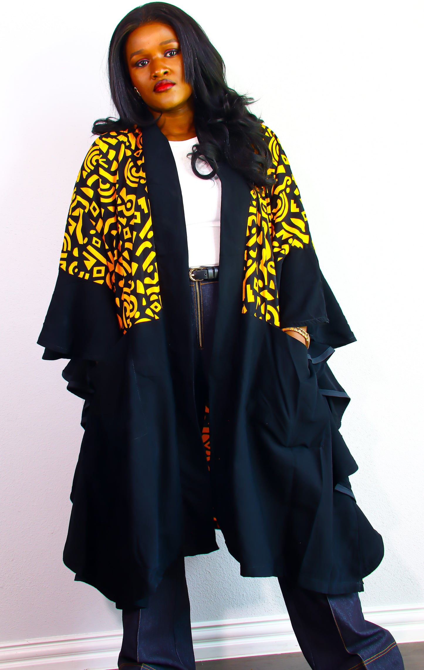 Aderayo frills Ankara Kimono Jacket