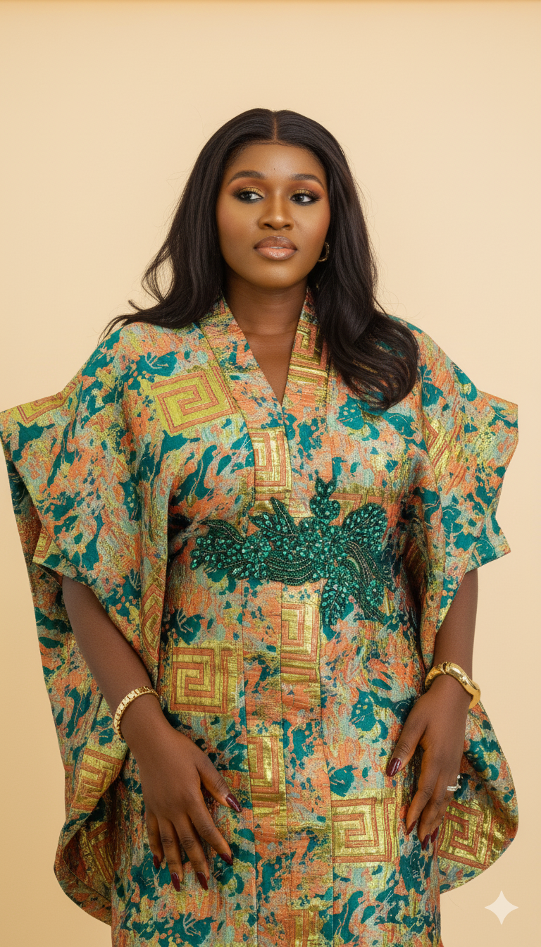 Omotola Short brocade bubu dress