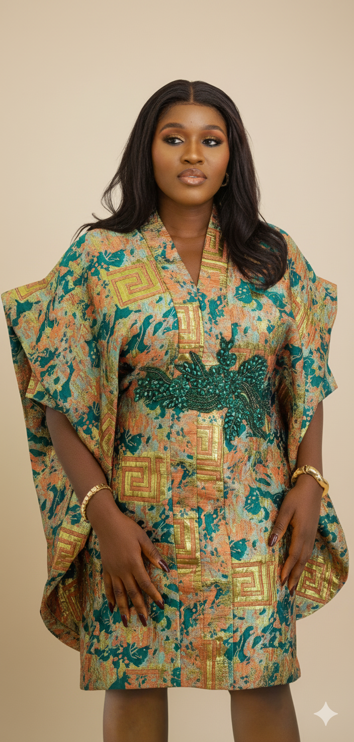 Omotola Short brocade bubu dress