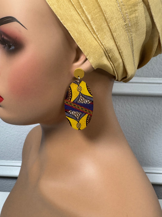 Afrocentric earrings (Yellow print)