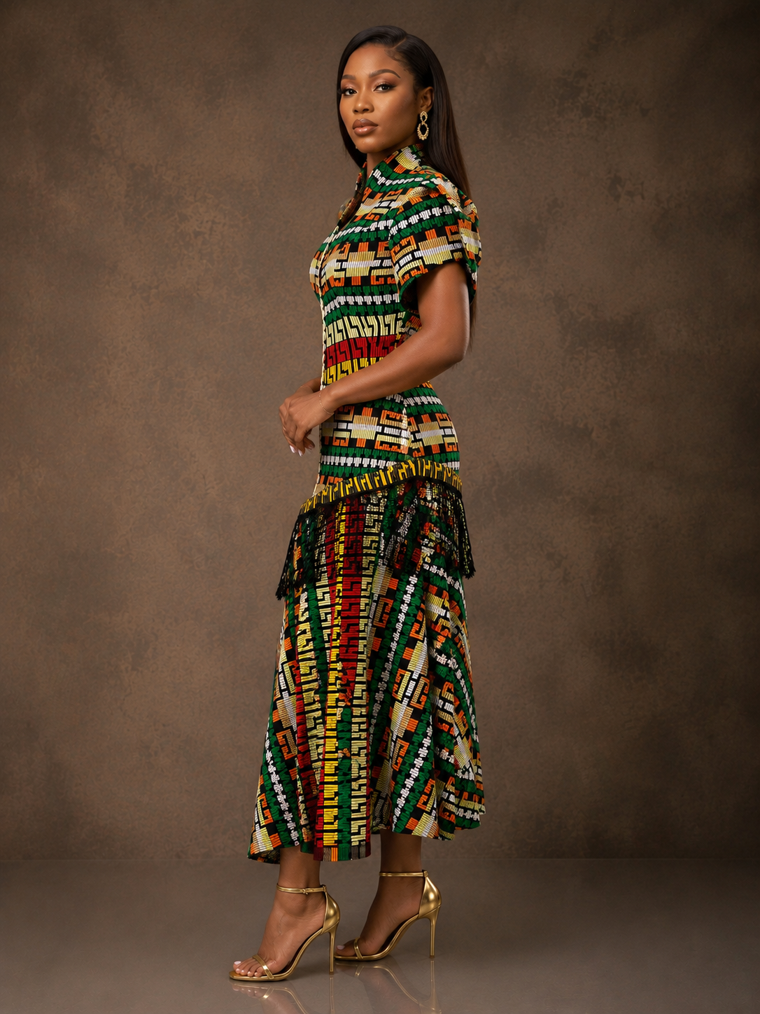 Zuri Cowrie-Trimmed Asymmetric Fringe Maxi Gown