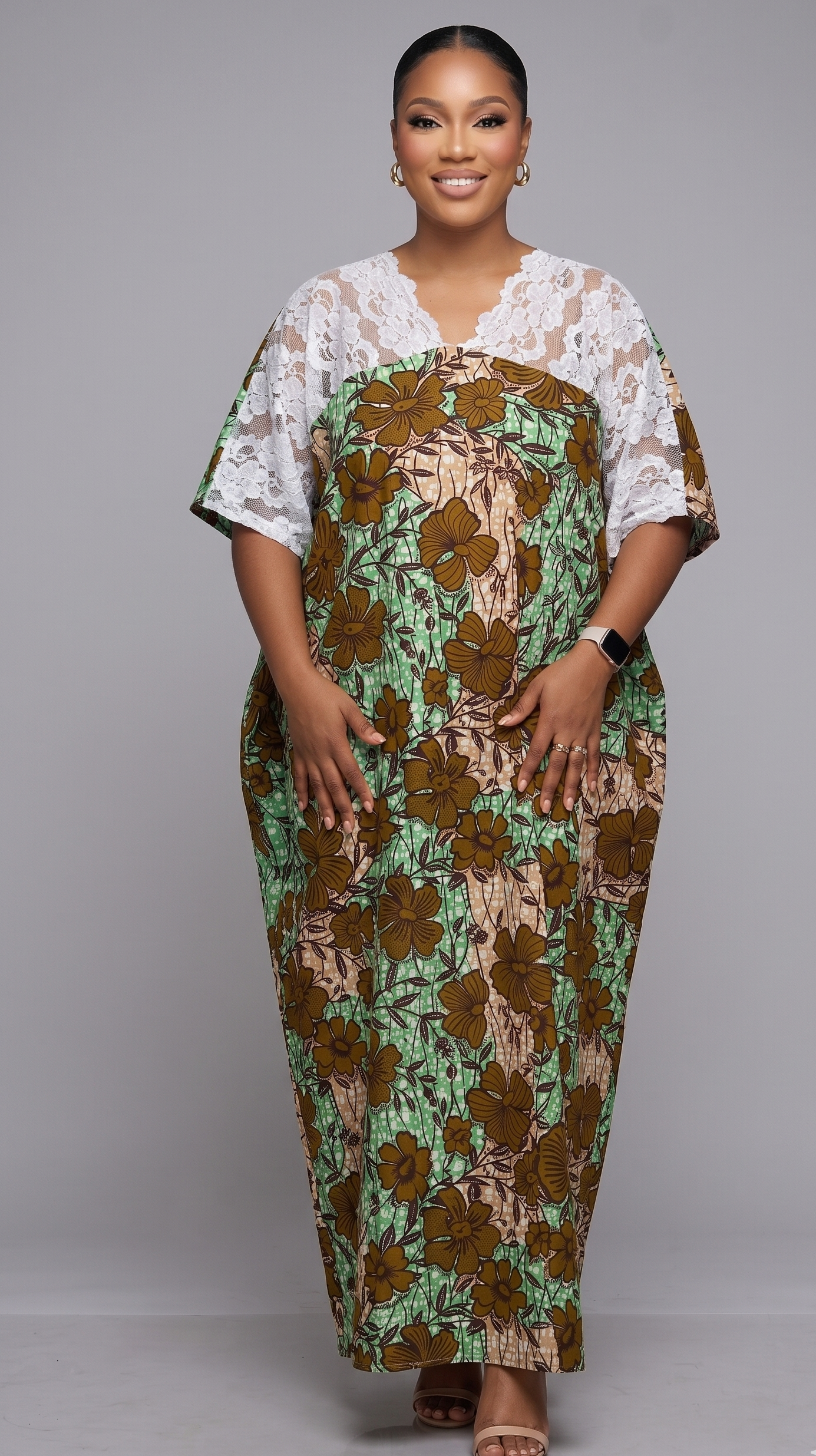Arewa lace and ankara maxi bubu dress – Oriirewa