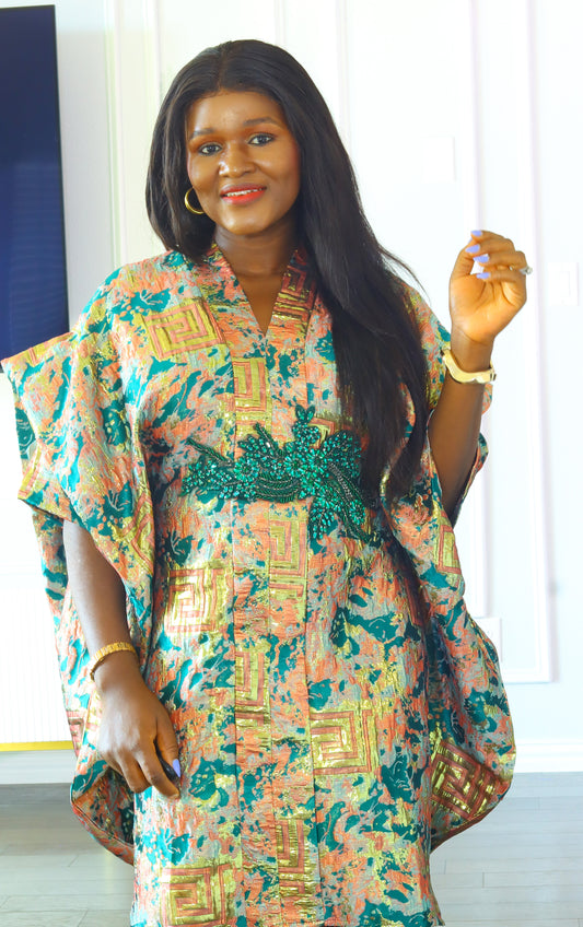 Omotola Short brocade bubu dress