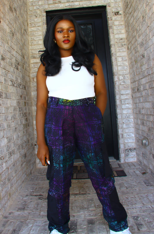 Damilola ankara print cargo pants (Green)