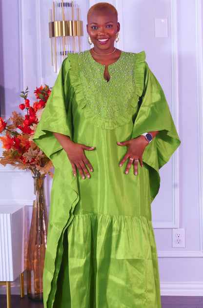 Achalugo Bubu Kaftan  with beads and ruffles