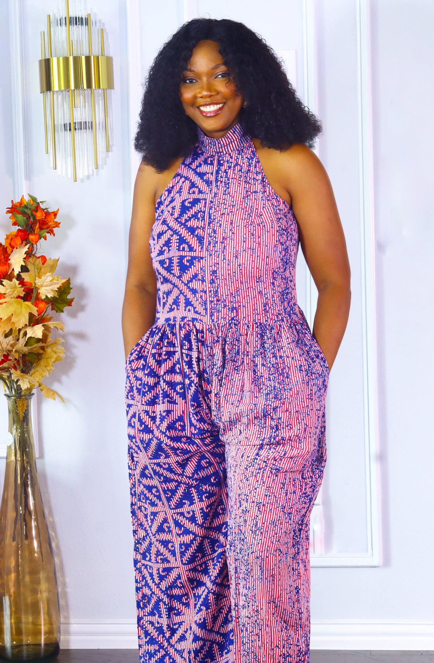 Adeore adire sleeveless women jumpsuit