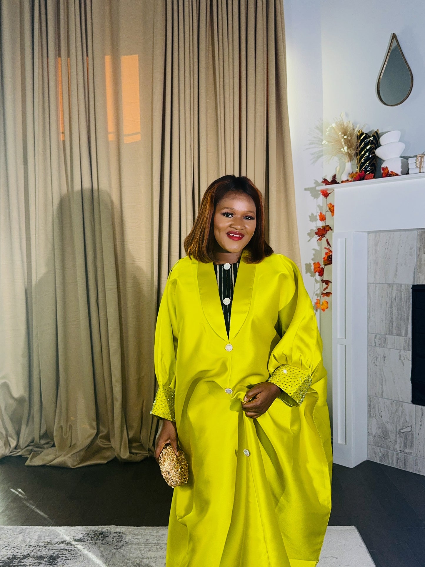 Olaedo Luxury African rich aunty Bubu for women (Lemon)