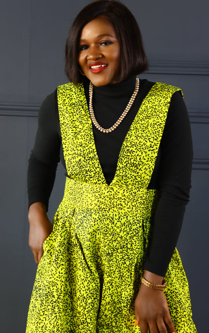 Adaobi African print pinafore palazzo jumpsuit