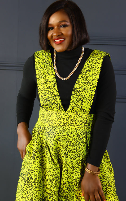 Adaobi African print pinafore palazzo jumpsuit