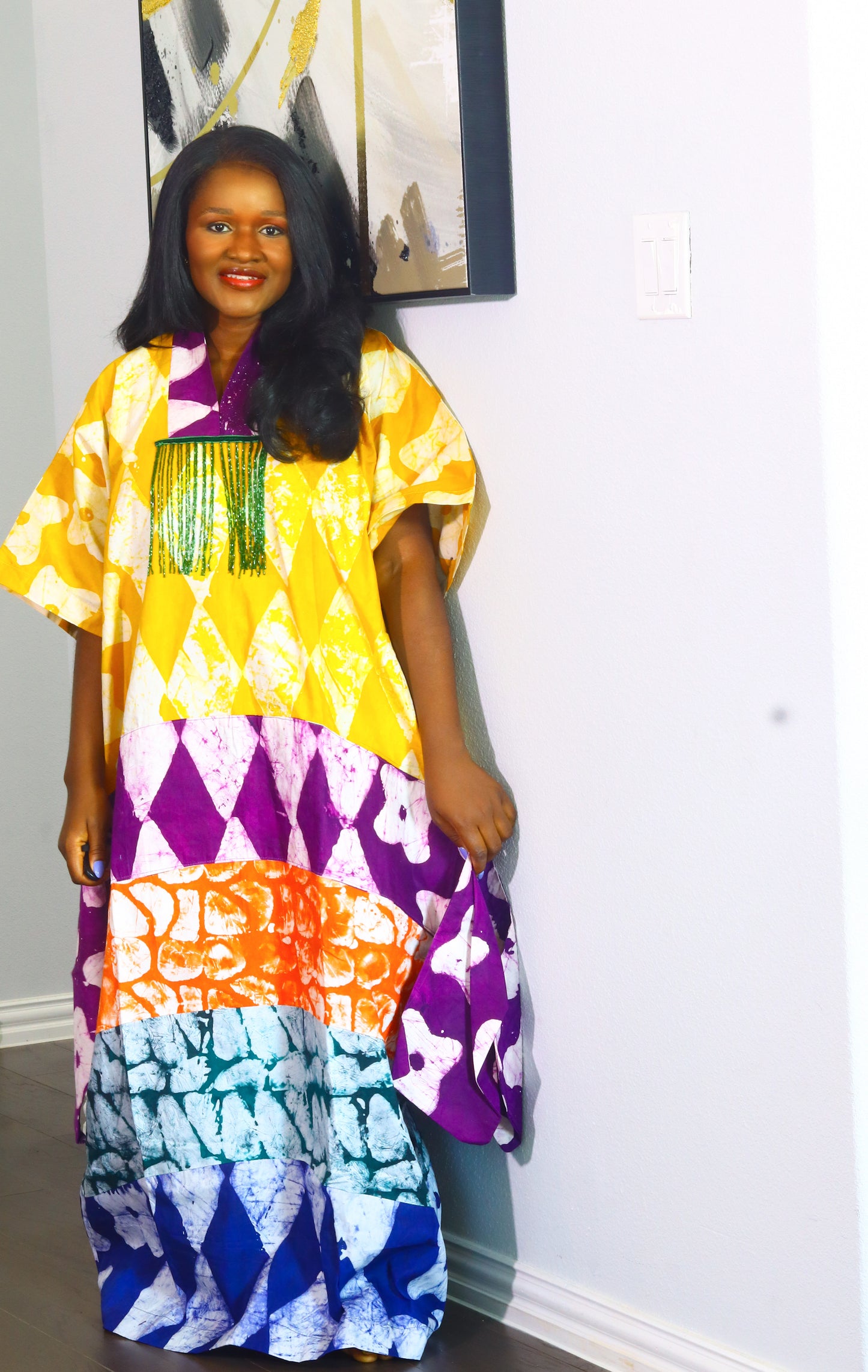 Adenike women’s Batik African print Bubu Kaftan outfit