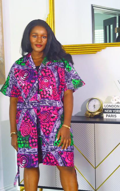 Margaret ankara african print kimono shirt & shorts