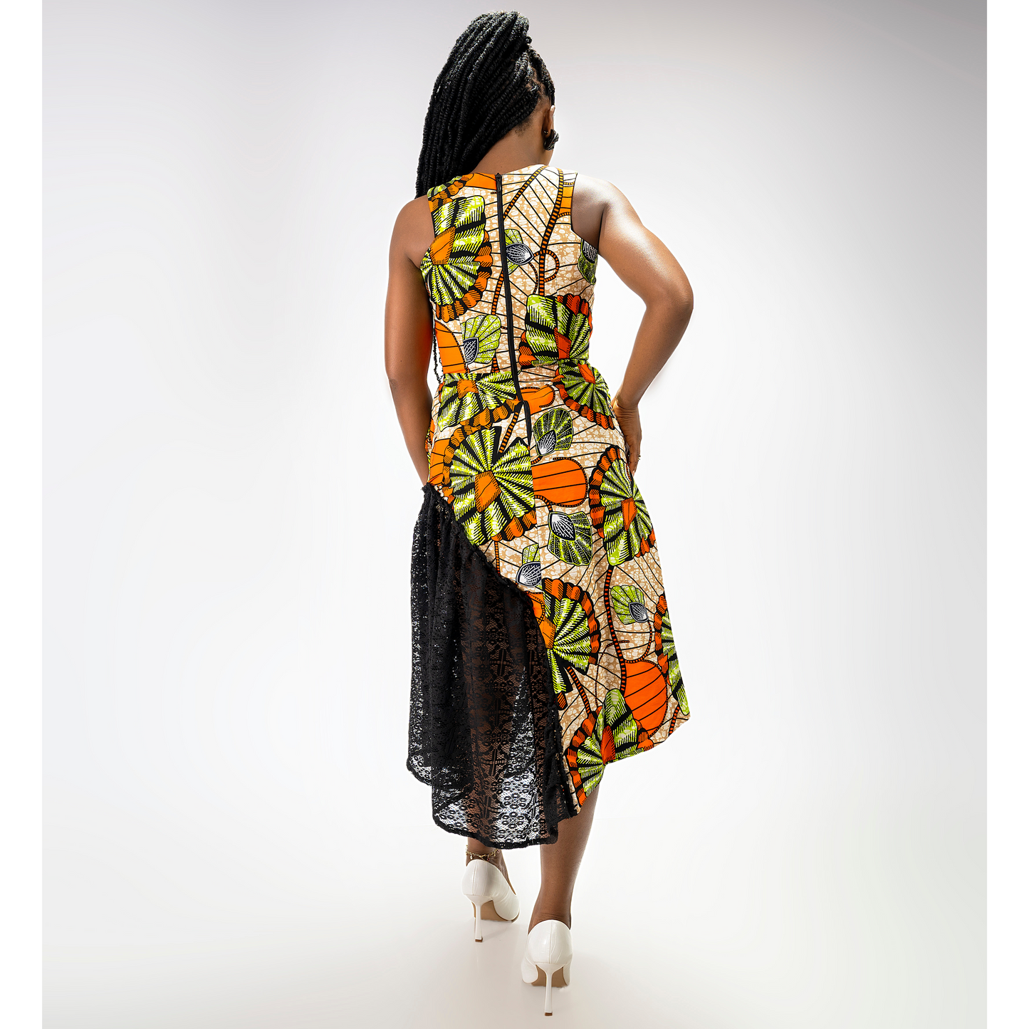 Obianuju African print cut out flared dress for women