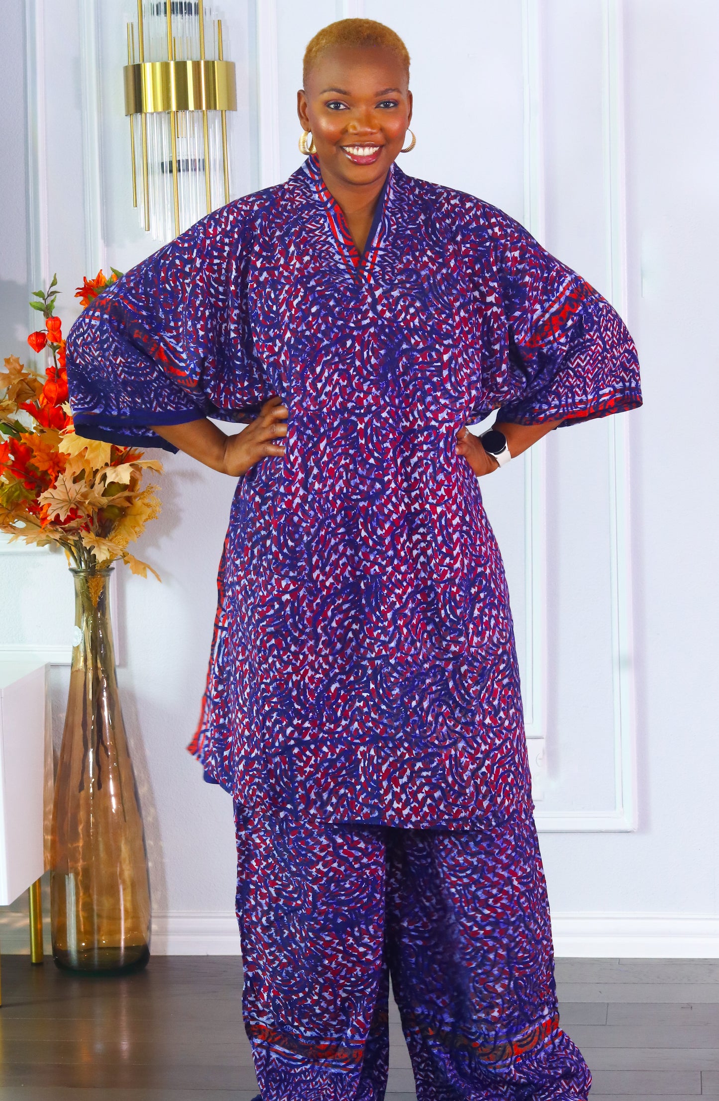 Zion Adire crepe cotton relaxed two piece outfit