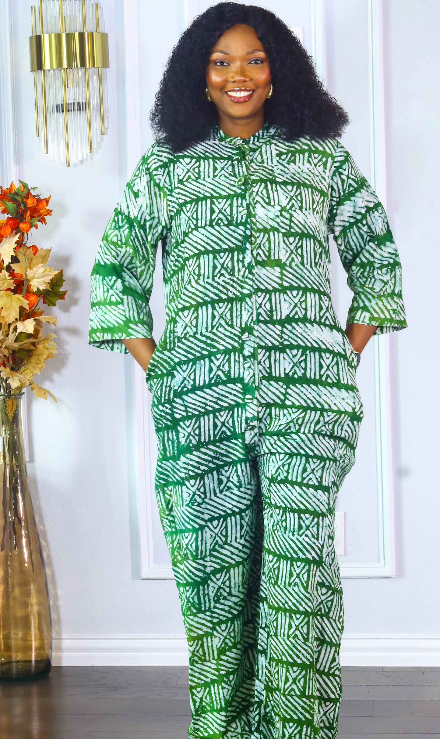 Ify adire crepe African print  women dungaree jumpsuit