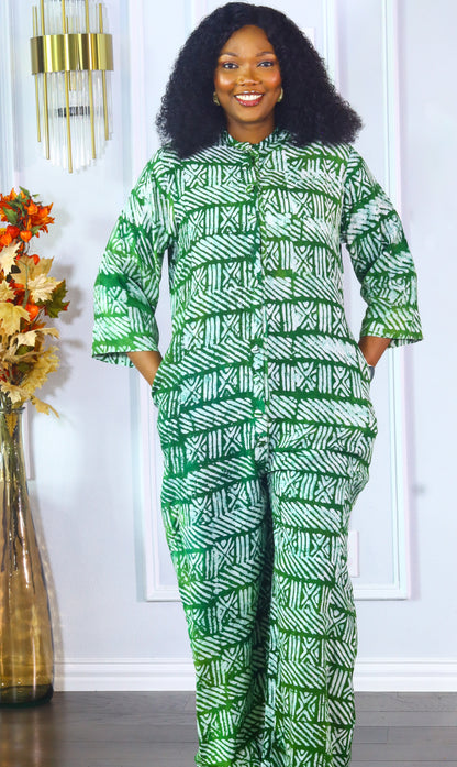Ify adire crepe African print  women dungaree jumpsuit