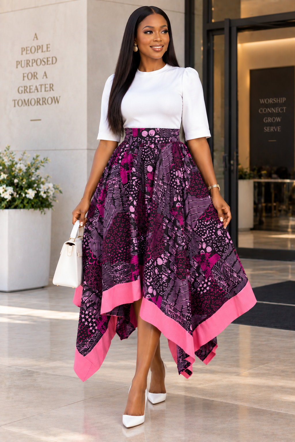 Maya Geometric Batik Handkerchief Midi Skirt